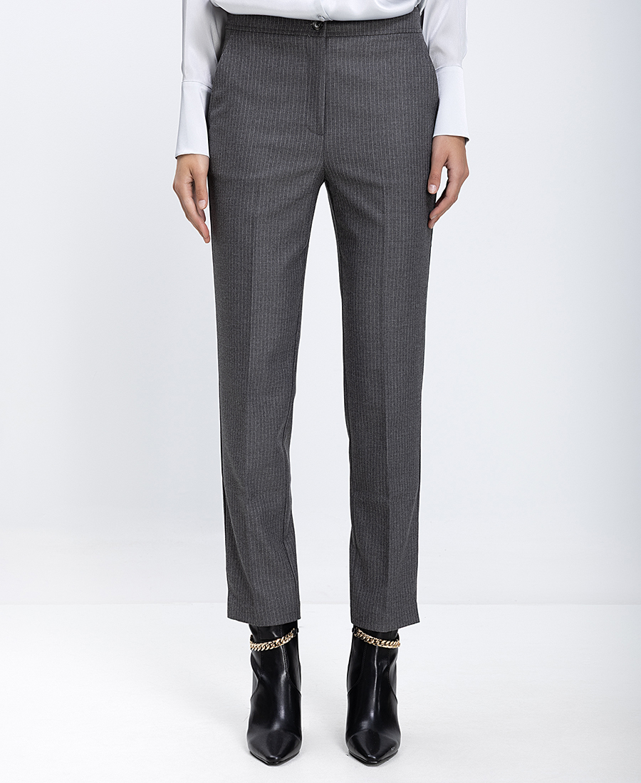 Γυναικείο Παντελόνι Με Διακριτική Ριγέ Υφή Straight Fit