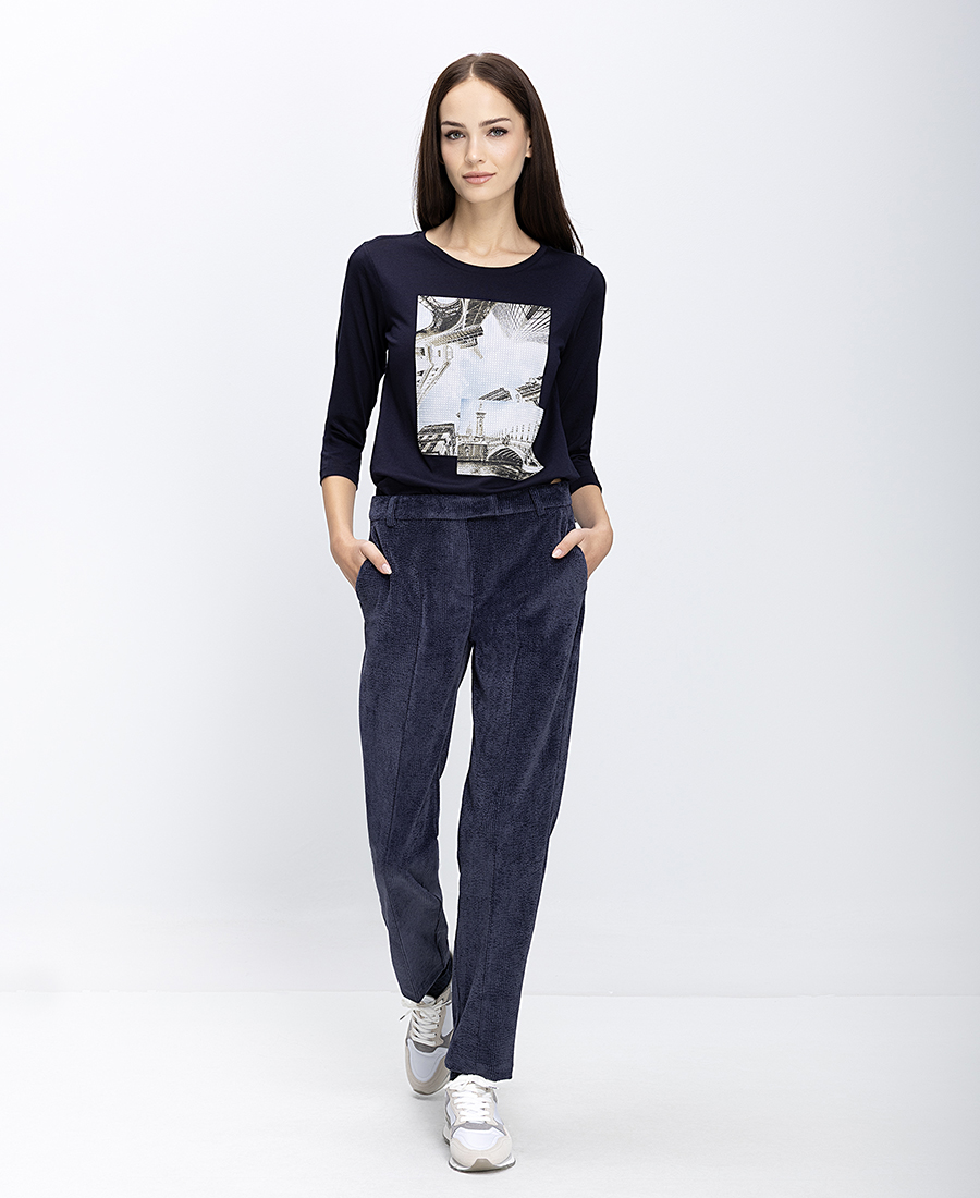 Laura Donini Γυναικείο Παντελόνι Κοτλέ Straight Fit - 2