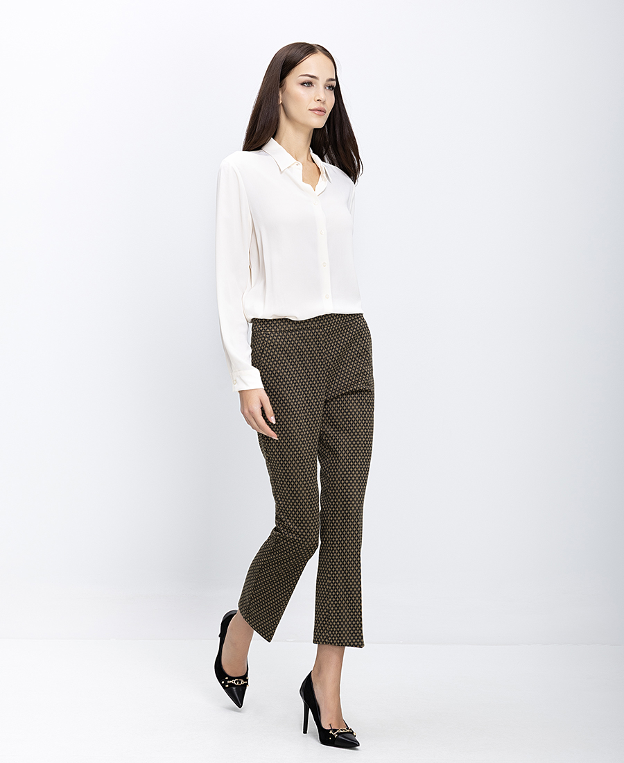Γυναικείο Παντελόνι Εμπριμέ Cropped Straight Fit