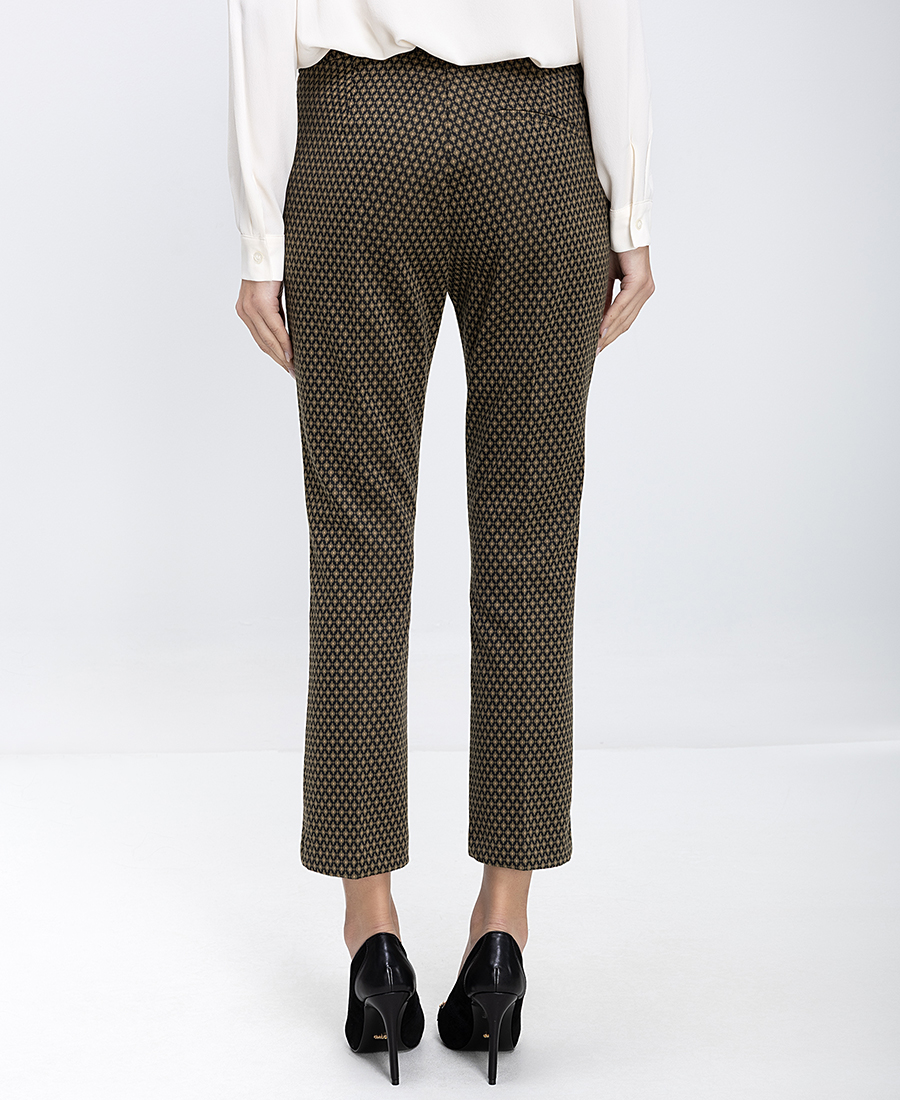 Laura Donini Γυναικείο Παντελόνι Εμπριμέ Cropped Straight Fit - 3