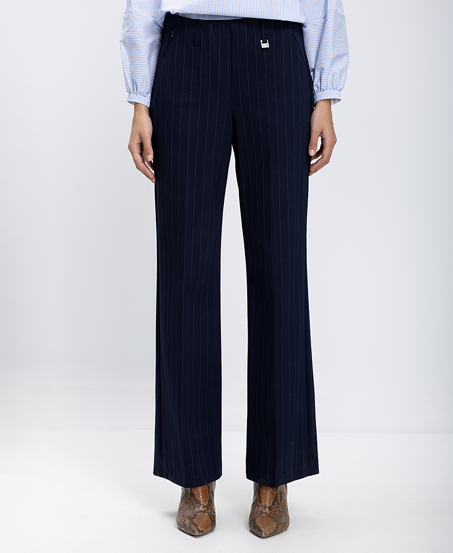 Bianca Γυναικείο Παντελόνι Με Ριγέ Σχέδιο Straight Fit