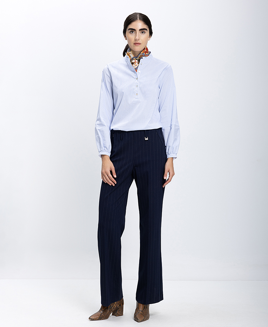 Γυναικείο Παντελόνι Με Ριγέ Σχέδιο Straight Fit φωτογραφία