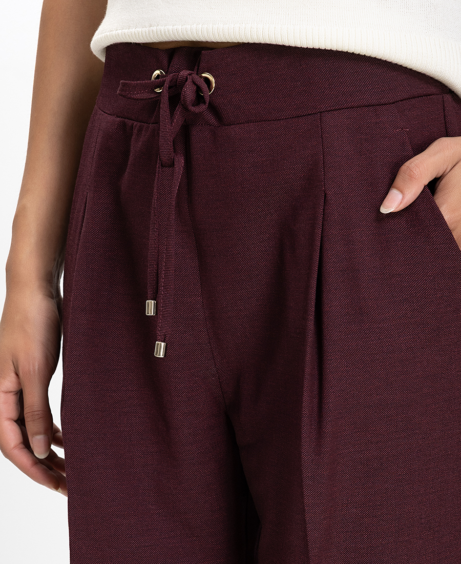 Γυναικείο Παντελόνι Regular Fit Με Ζώνη-Κορδόνι φωτογραφία