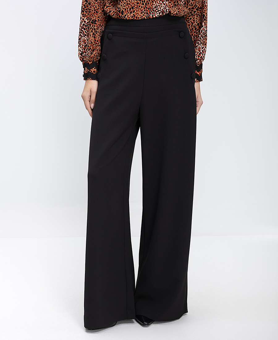 Maliparmi Γυναικείο Παντελόνι Wide Leg Με Διακοσμητικά Κουμπιά