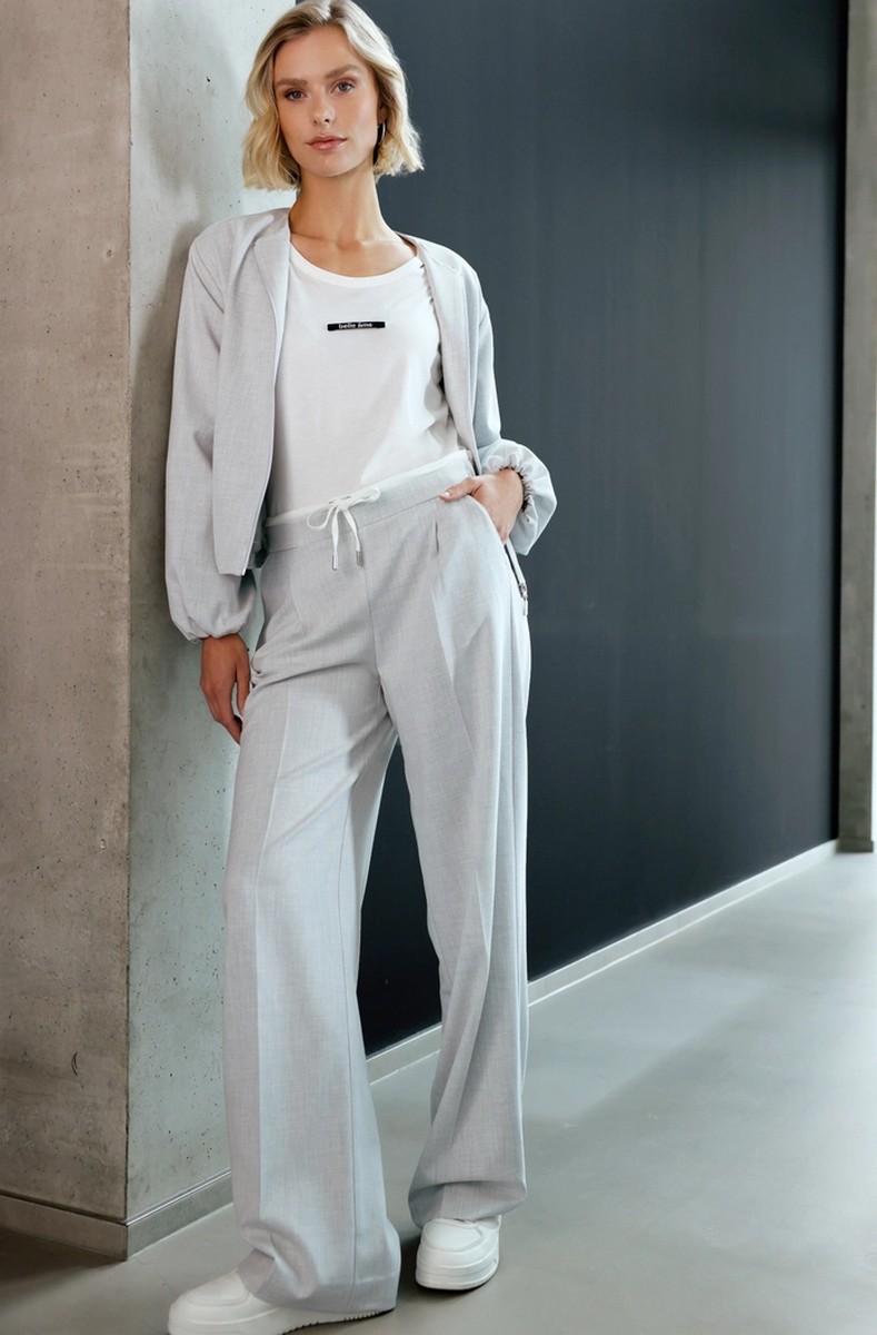 Monari Γυναικείο Παντελόνι Straight Fit Με Ζωνάρι Και Λάστιχο φωτογραφία