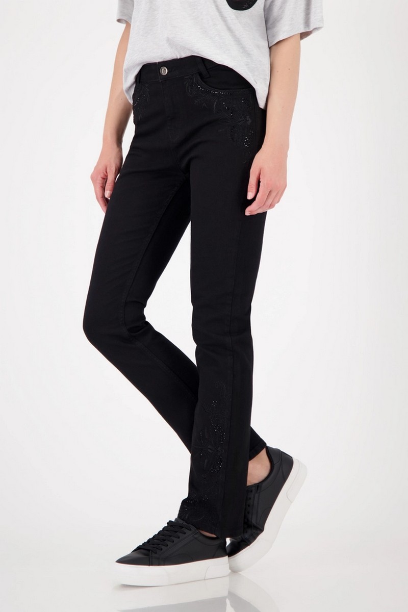 Monari Γυναικείο Τζιν Straight Fit Με Κέντημα Και Στρας φωτογραφία