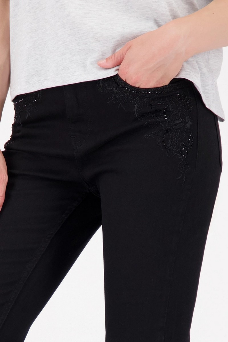 Monari Γυναικείο Τζιν Straight Fit Με Κέντημα Και Στρας φωτογραφία