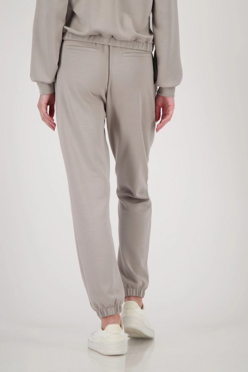Monari Γυναικείο Παντελόνι Jogger με Λάστιχο και Στρας Regular Fit σε Γκρι/Μπεζ φωτογραφία