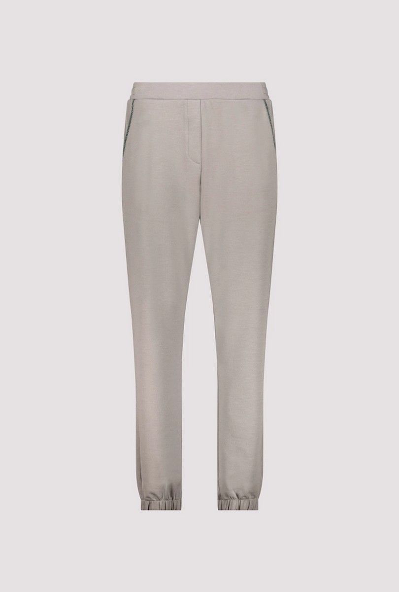 Monari Γυναικείο Παντελόνι Jogger με Λάστιχο και Στρας Regular Fit σε Γκρι/Μπεζ φωτογραφία