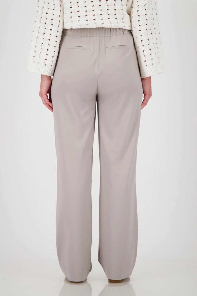Monari Γυναικείο Παντελόνι Wide Leg με Λάστιχο και Μεγάλες Τσέπες σε Γκρι/Μπεζ φωτογραφία