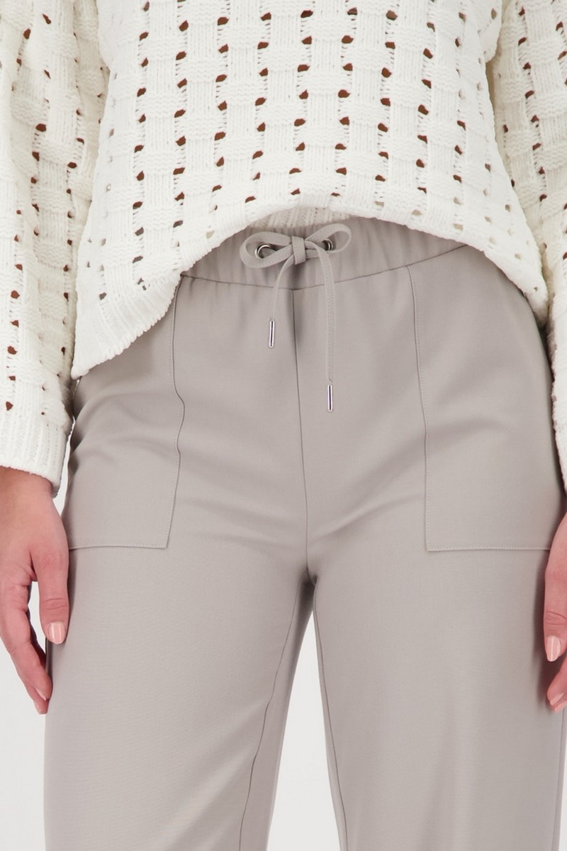 Monari Γυναικείο Παντελόνι Wide Leg με Λάστιχο και Μεγάλες Τσέπες σε Γκρι/Μπεζ φωτογραφία