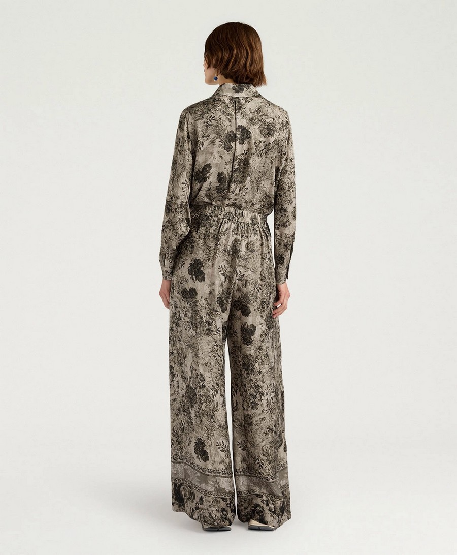 Momoni Γυναικείο Παντελόνι Palazzo Relaxed Fit Βισκόζη Με Print Και Ζακάρ Υφή φωτογραφία