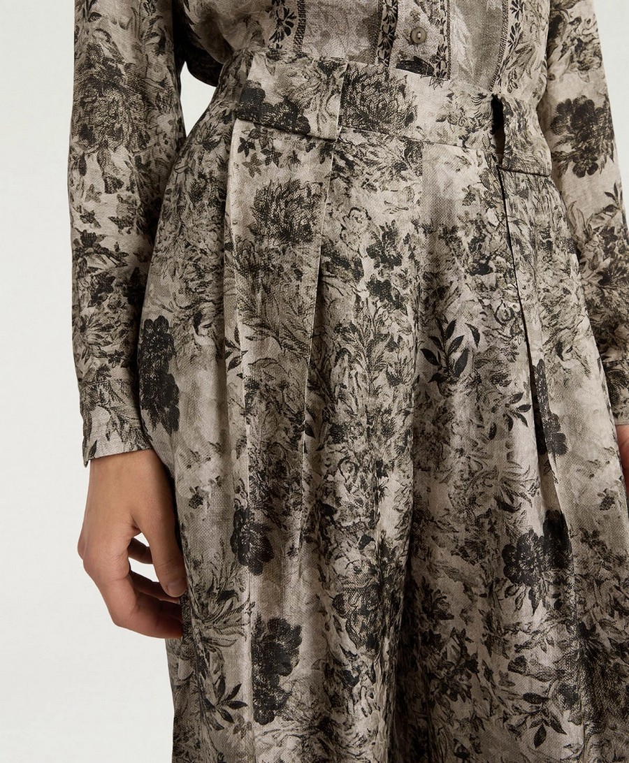 Momoni Γυναικείο Παντελόνι Palazzo Relaxed Fit Βισκόζη Με Print Και Ζακάρ Υφή φωτογραφία