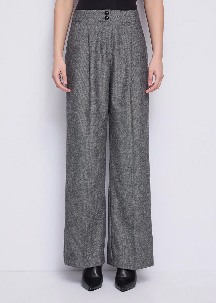 Gaudi Γυναικείο Παντελόνι Ψηλόμεσο Με Πιέτες Και Chevron Σχέδιο