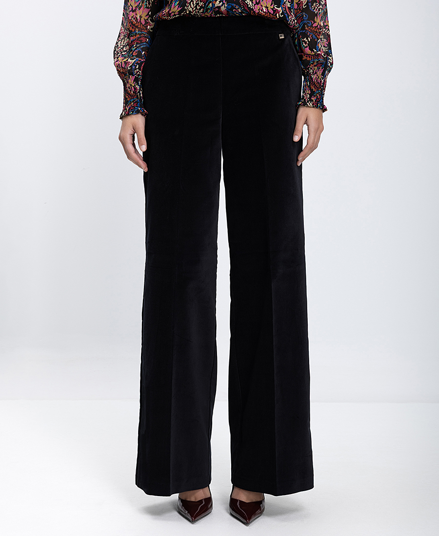 Luckylu Luckylu Γυναικείο Παντελόνι Από Βελούδινη Υφή Wide Leg Fit
