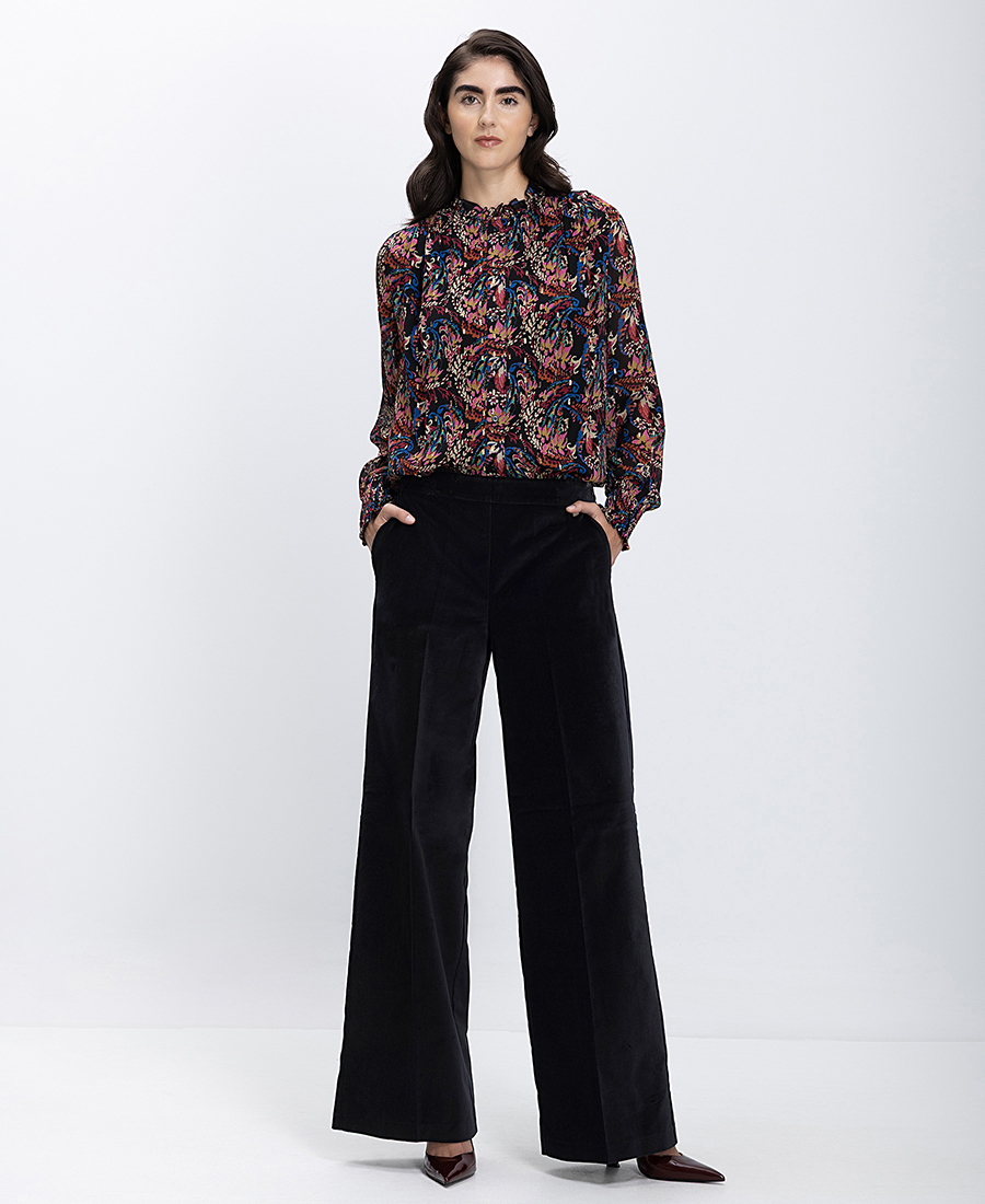 Luckylu Γυναικείο Παντελόνι Από Βελούδινη Υφή Wide Leg Fit φωτογραφία