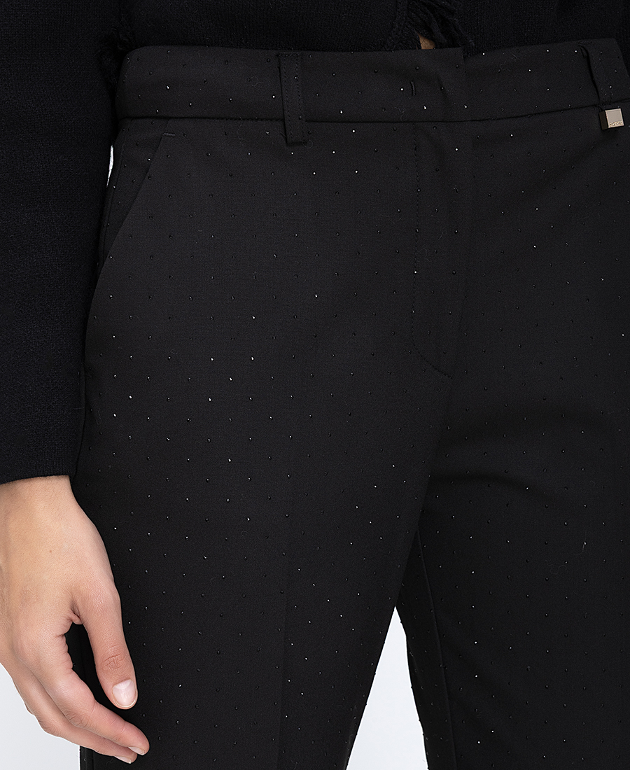 Luckylu Γυναικείο Παντελόνι Cropped Με Strass Λεπτομέρειες φωτογραφία