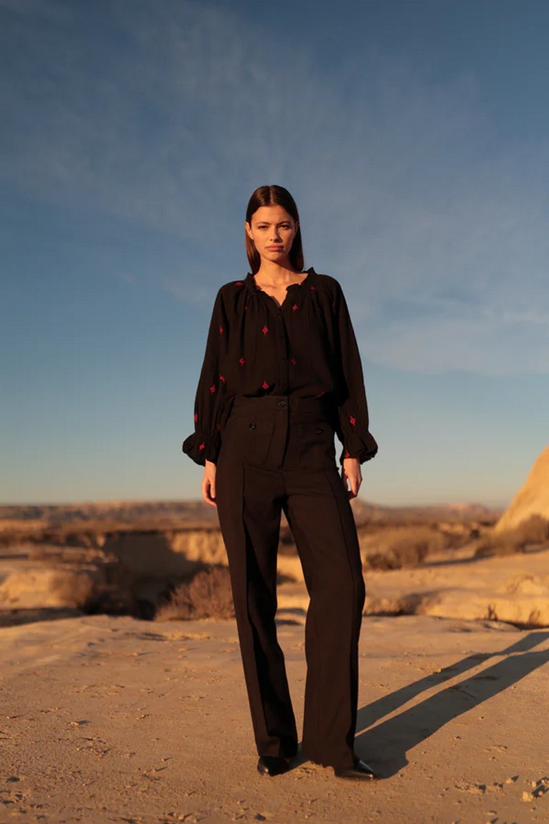 Luna Llena Γυναικείο Παντελόνι Wide Leg Πλατύ Με Τσέπες Μπροστά φωτογραφία
