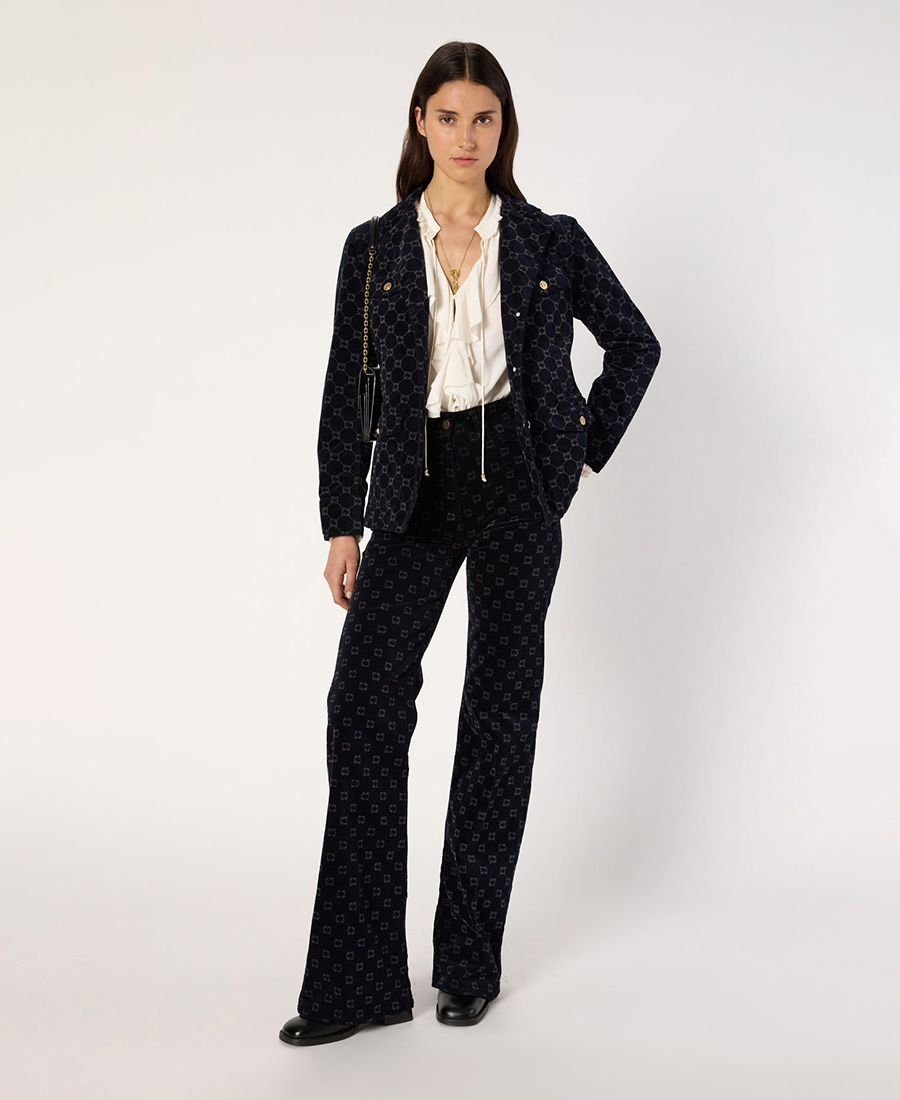 Gerald Darel Gerard Darel Βελούδινο Παντελόνι με Καμπάνα και Μονόγραμμα