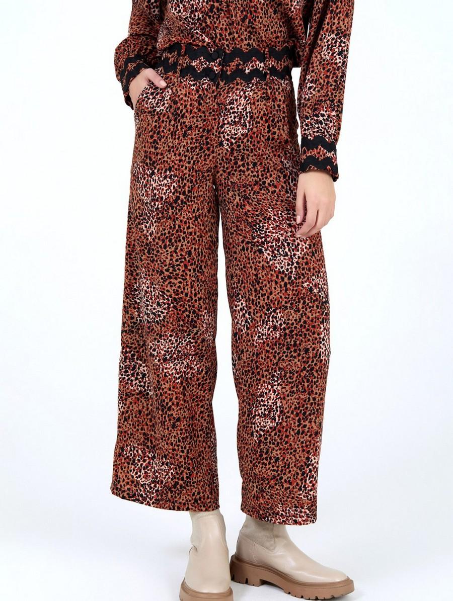 Skatie Skatie Γυναικείο Παντελόνι Wide Fit Σε Εμπριμέ Μοτίβο