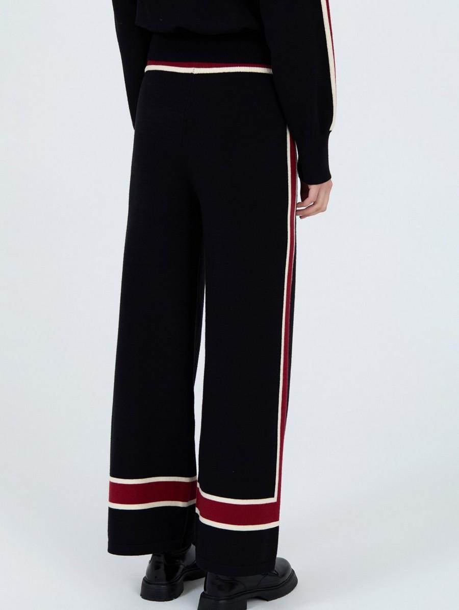 Skatie Γυναικείο Πλεκτό Παντελόνι Wide Leg Με Ριγέ Λεπτομέρεια φωτογραφία