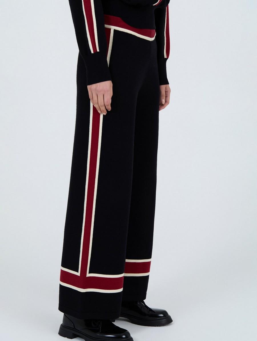 Skatie Γυναικείο Πλεκτό Παντελόνι Wide Leg Με Ριγέ Λεπτομέρεια φωτογραφία