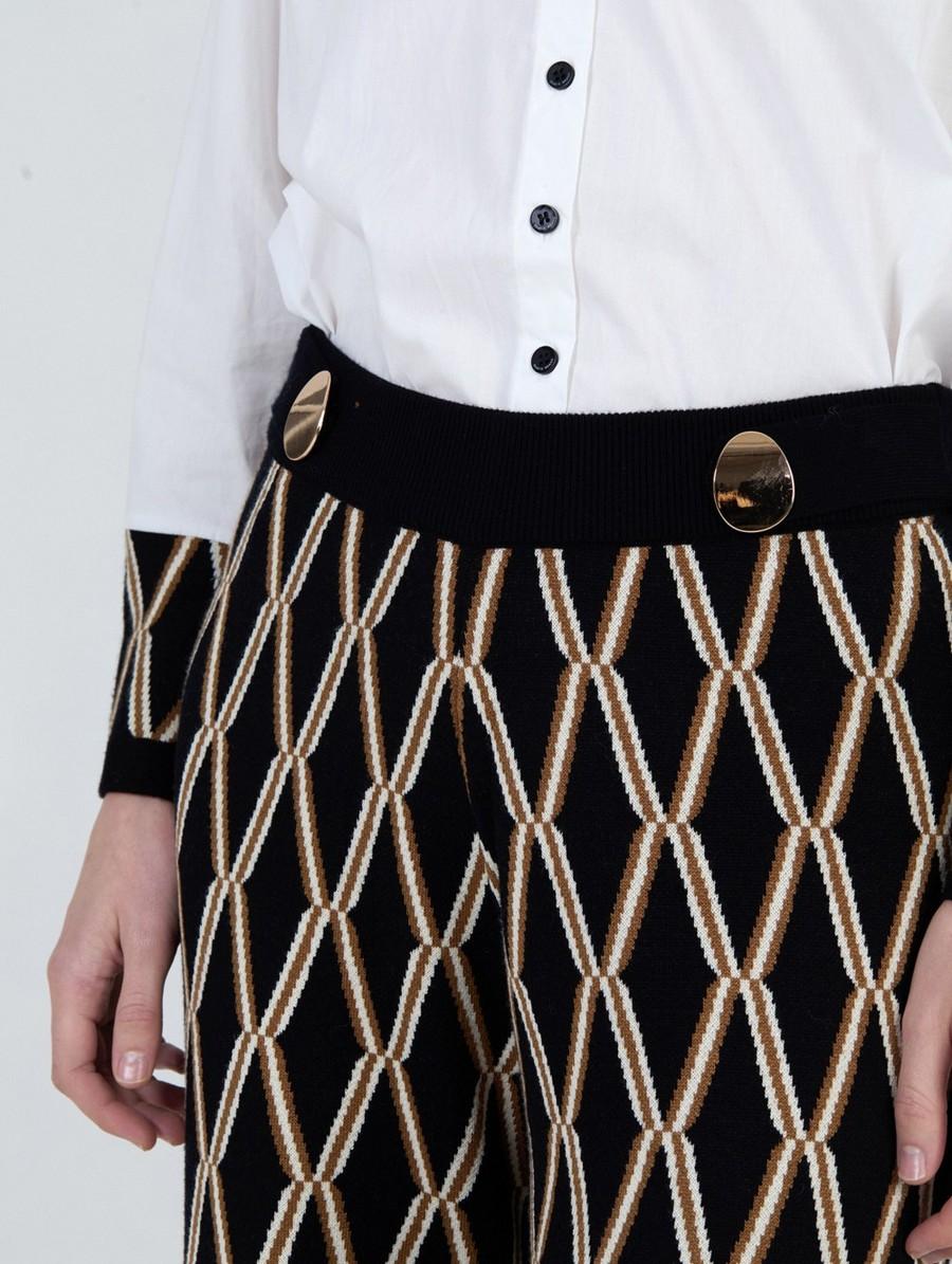 Skatie Γυναικείο Πλεκτό Παντελόνι Wide Fit Με Γεωμετρικό Μοτίβο φωτογραφία