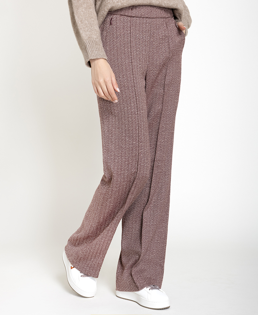 Γυναικείο Παντελόνι Με Σχέδιο Ψαροκόκαλο Wide Leg Για Smart Casual Εμφανίσεις