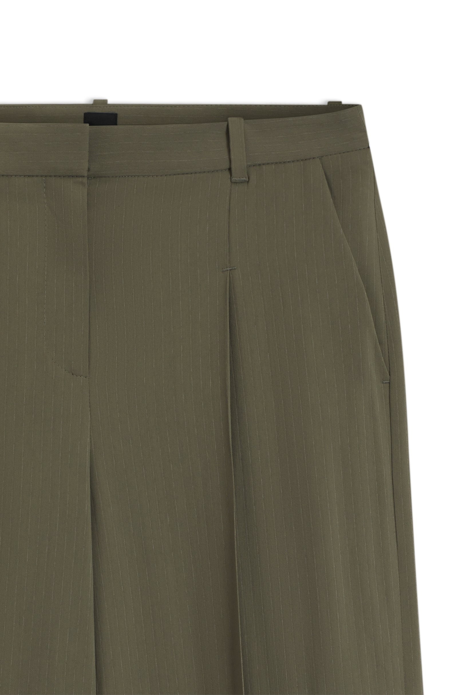 Boss Boss Γυναικείο Παντελόνι Wide Leg Με Ριγέ Μικροσχέδιο Regular Fit Για Business & Formal Εμφανίσεις - 5