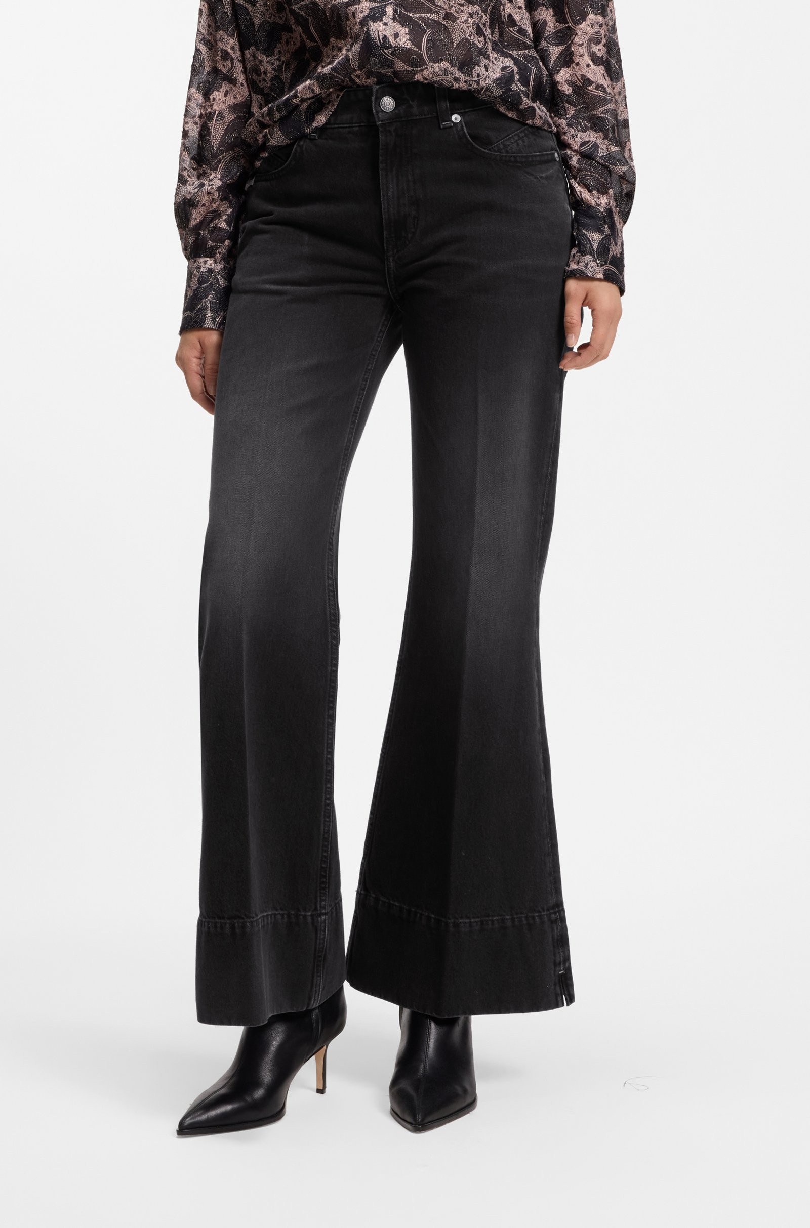 Boss Γυναικείο Μαύρο Denim Παντελόνι Bootcut Regular Fit Για All-Day Εμφανίσεις