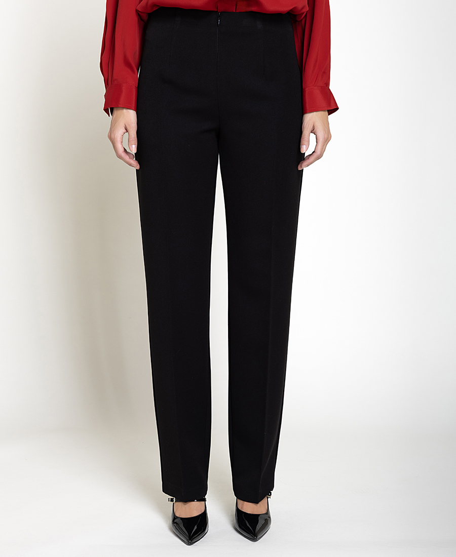 Γυναικείο Μονόχρωμο Ψηλόμεσο Παντελόνι Straight Fit Με Φερμουάρ Για Business & Formal Εμφανίσεις