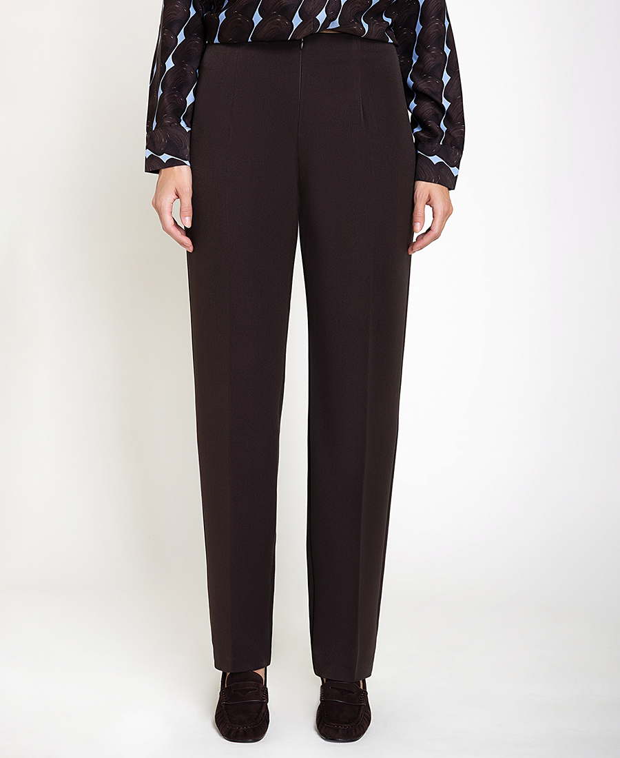 Γυναικείο Μονόχρωμο Ψηλόμεσο Παντελόνι Straight Fit Με Φερμουάρ Για Business & Formal Εμφανίσεις
