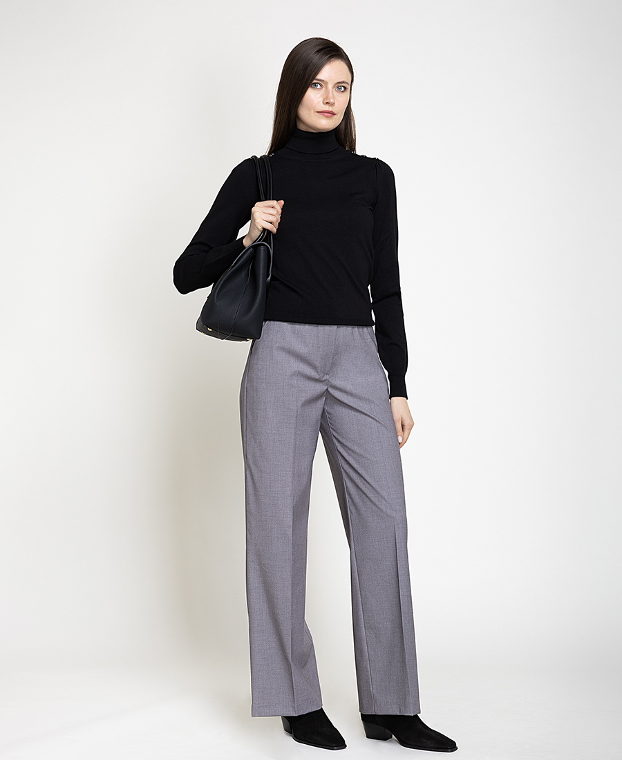 Γυναικείο Γκρι Tailored Παντελόνι Wide Leg Για Business & Formal Εμφανίσεις