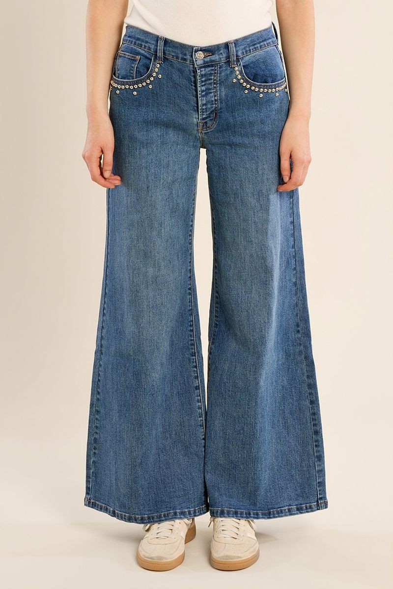 Molly Bracken Γυναικείο Wide Leg Denim Παντελόνι Με Trucs Για All-Day Εμφανίσεις