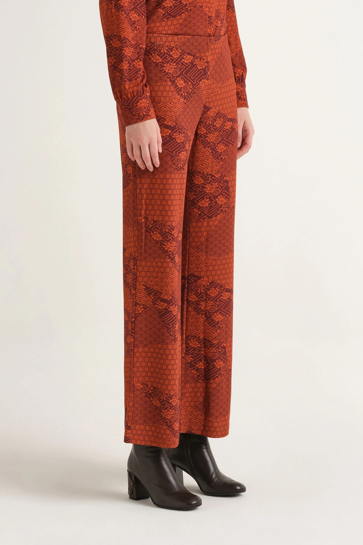Maliparmi Γυναικείο Παντελόνι Εμπριμέ Με Mosaic Μοτίβο Flare Fit Για Business & Formal Εμφανίσεις
