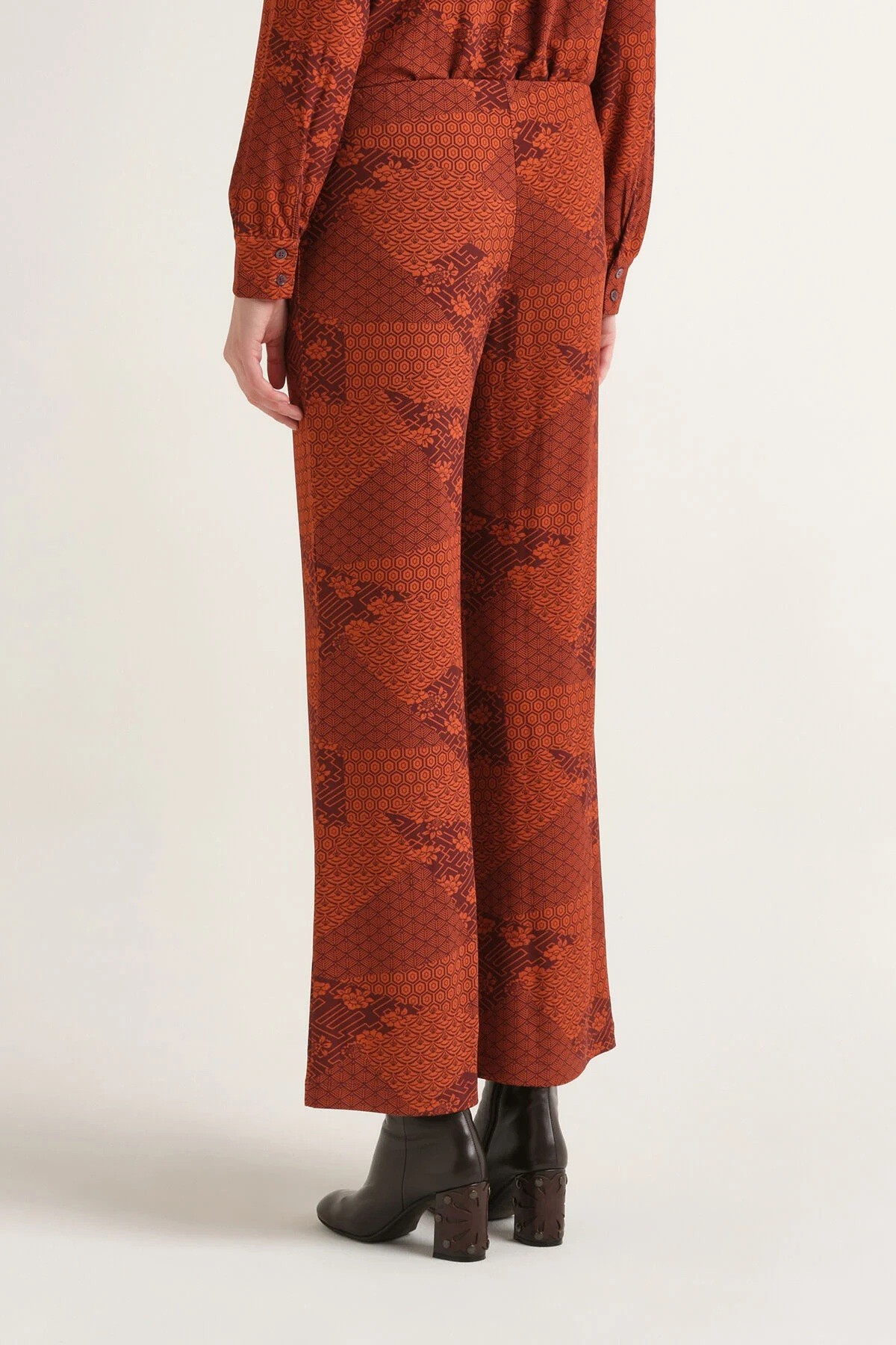 Maliparmi Maliparmi Γυναικείο Παντελόνι Εμπριμέ Με Mosaic Μοτίβο Flare Fit Για Business & Formal Εμφανίσεις - 3