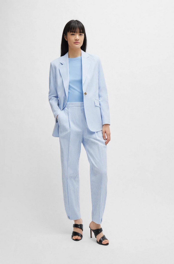 Boss Παντελόνι Ριγέ Seersucker σε Θαλασσί Σιέλ φωτογραφία