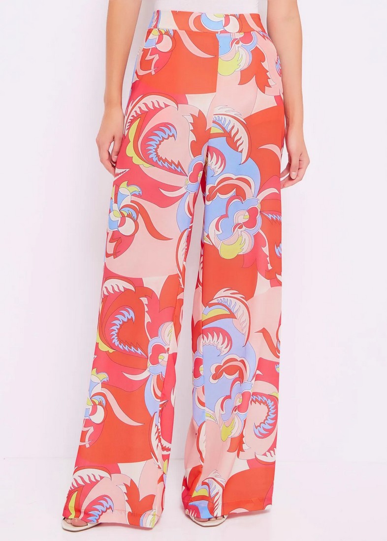 Gaudi Παντελόνα Floral Georgette σε Εμπριμέ