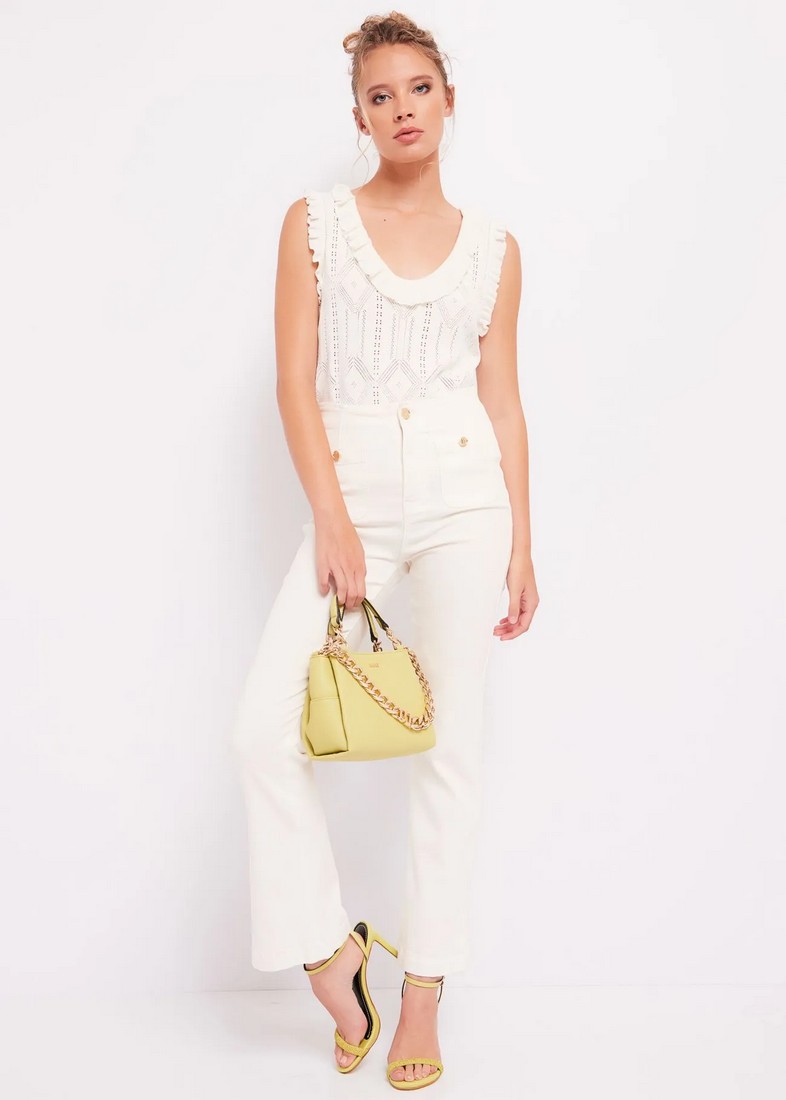 Gaudi Cropped Flared Παντελόνι σε Εκρού φωτογραφία