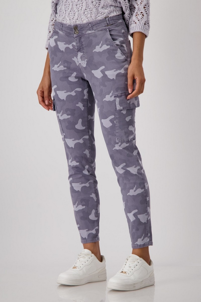 Monari Γυναικείο Cargo Παντελόνι Regular Fit "Smoked Purple Patented" φωτογραφία