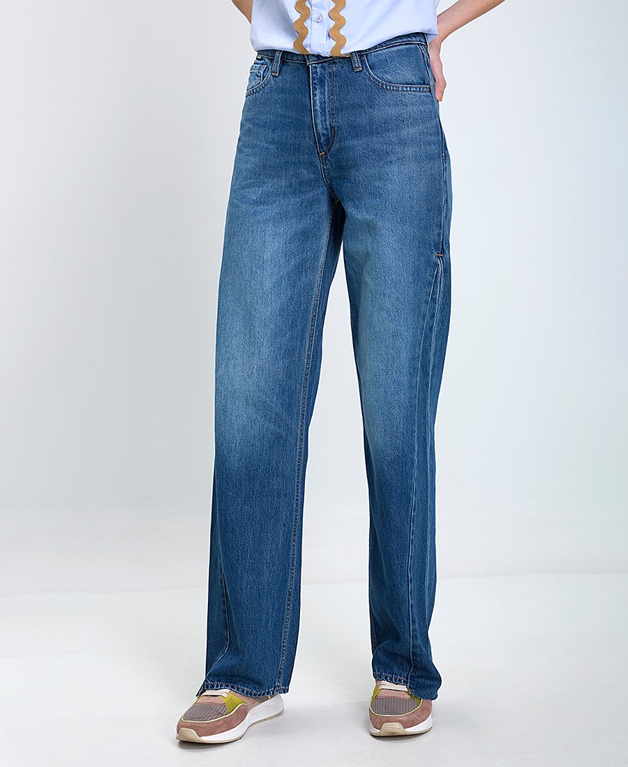 Boss Boss Γυναικείο Τζιν Παντελόνι Κανονική Γραμμή Βαμβακερό Μπλε