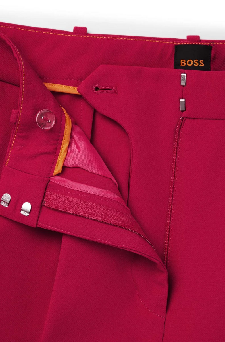 Boss Γυναικείο Παντελόνι Wide-Leg Oversize Fit Από Ελαστικό Ύφασμα Με Πλαϊνές Τσέπες Pink φωτογραφία