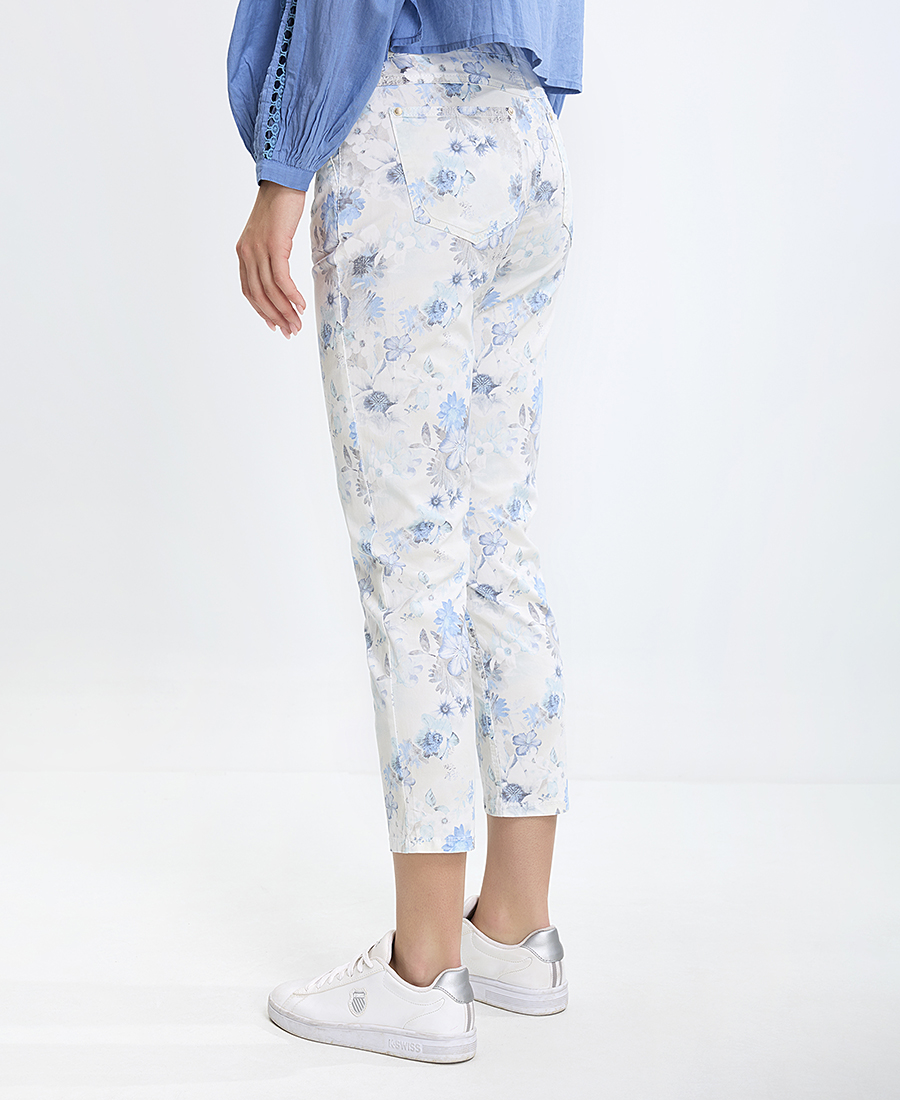 Γυναικείο Παντελόνι Regular Fit με Φλοράλ Σχέδιο και Cropped Μήκος φωτογραφία