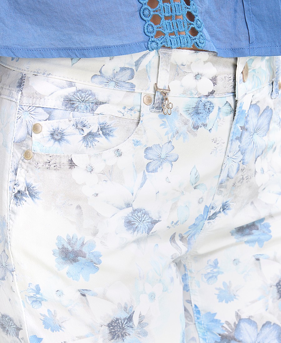 Γυναικείο Παντελόνι Regular Fit με Φλοράλ Σχέδιο και Cropped Μήκος φωτογραφία