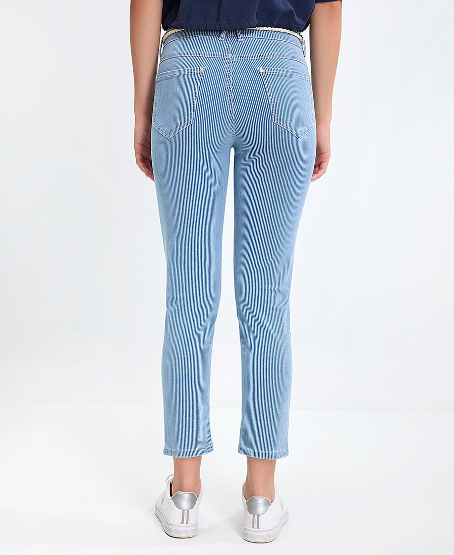 Γυναικείο Παντελόνι Regular Fit με Ριγέ Σχέδιο και Ζωνάκι-Σχοινί φωτογραφία