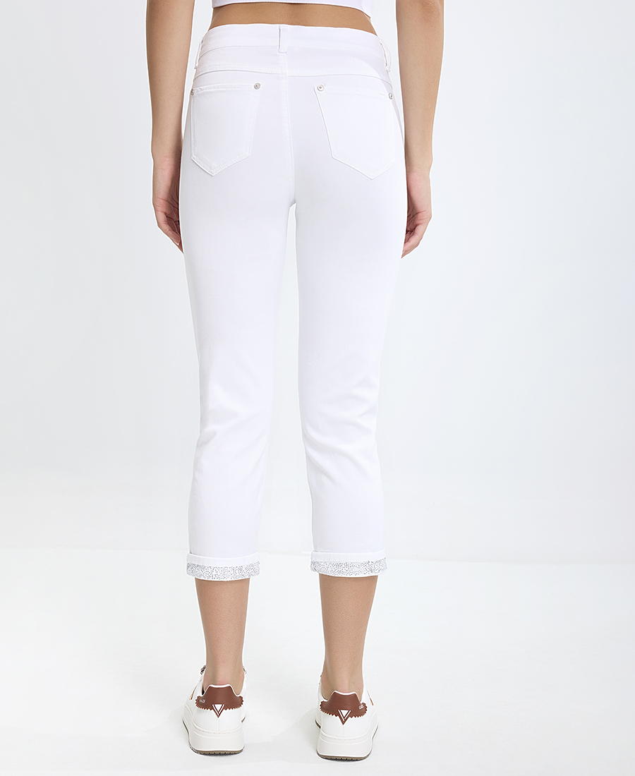 Γυναικείο Cropped Παντελόνι Regular Fit με Διακοσμητικό Ρεβέρ φωτογραφία