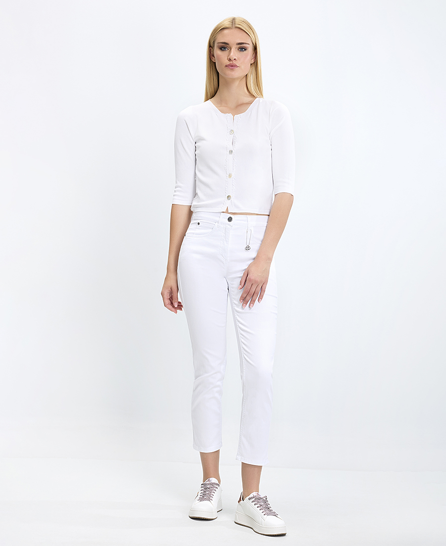 Γυναικείο Παντελόνι Regular Fit με Cropped Γραμμή και Μεταλλικό Charm φωτογραφία
