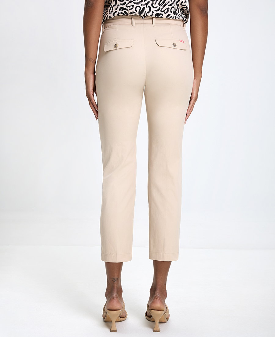 Γυναικείο Παντελόνι Βαμβακερό με Πλαϊνές Τσέπες Regular Fit σε Μπεζ φωτογραφία