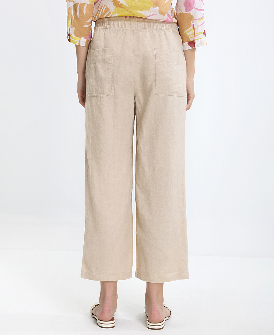 Ariela Montero Γυναικείο Παντελόνι Wide Fit Λινό Μπεζ φωτογραφία