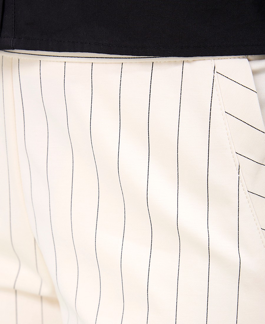 Ariela Montero Γυναικείο Παντελόνι Slim Fit Ριγέ Εκρού φωτογραφία